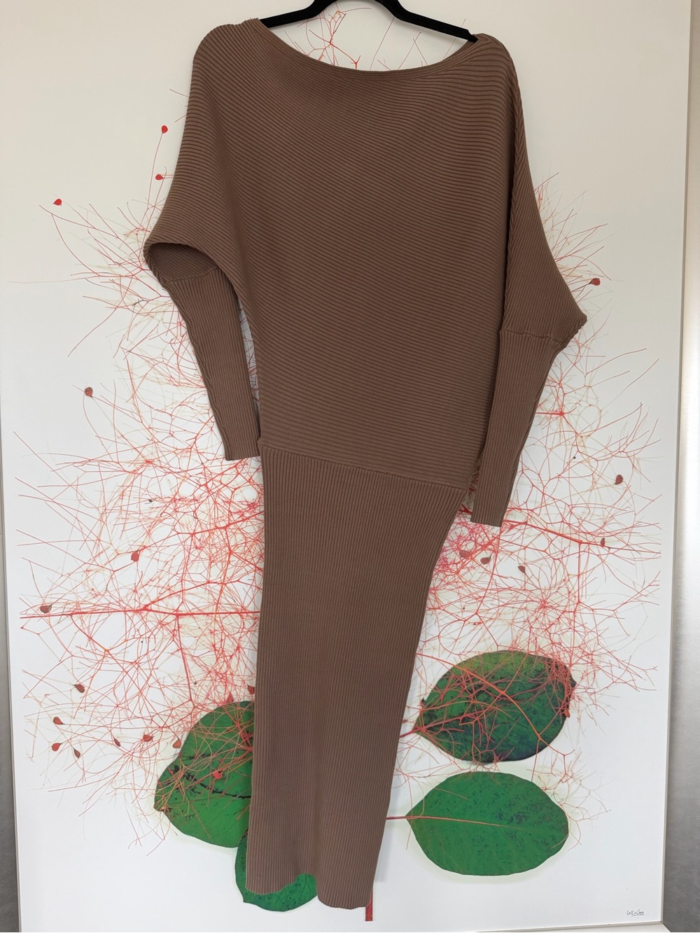 Reiss Taupe Ribbed Knit Dress